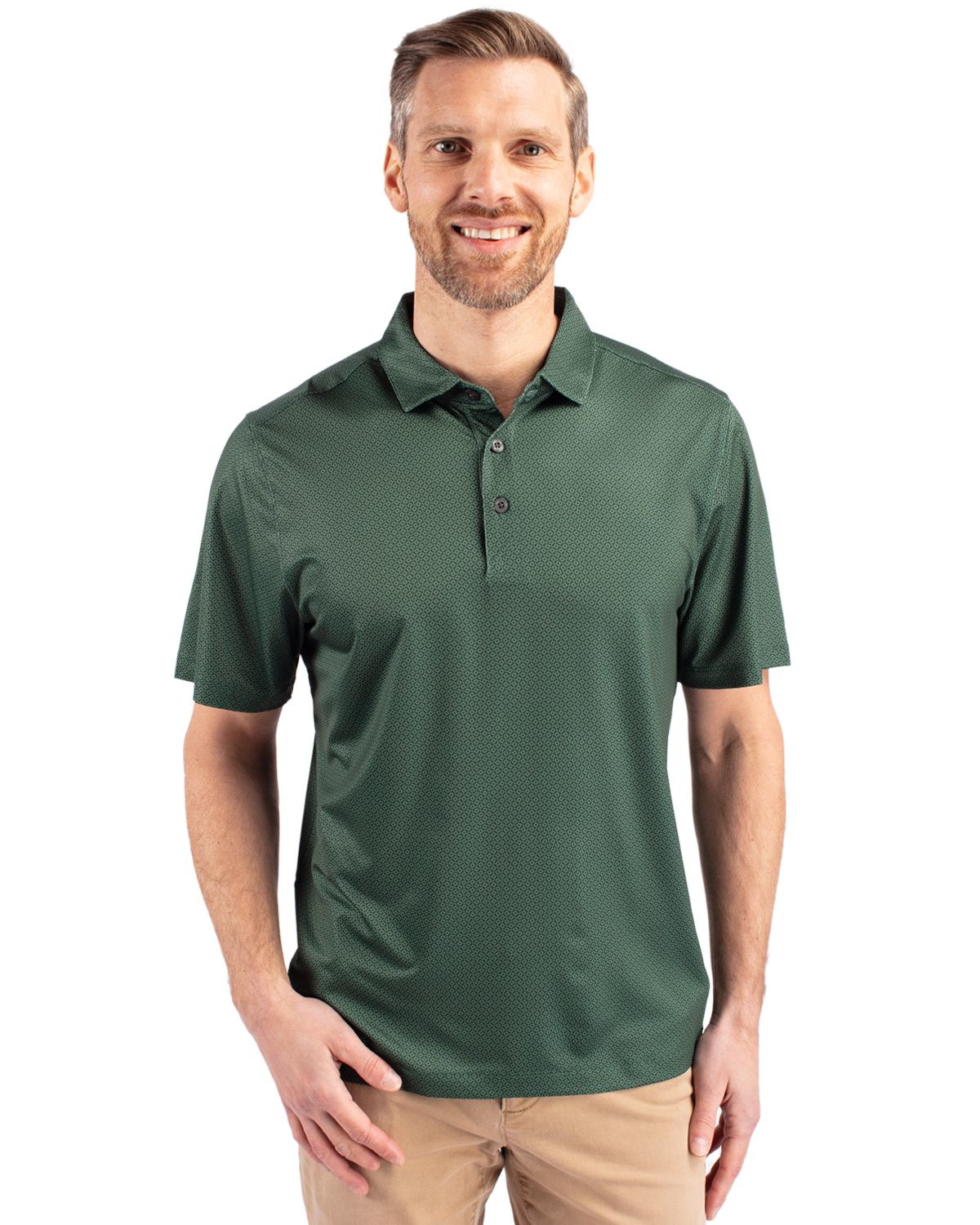 Cutter & Buck® Men's Pike Eco Tonal Geo Print Stretch Recycled Polo Product Image