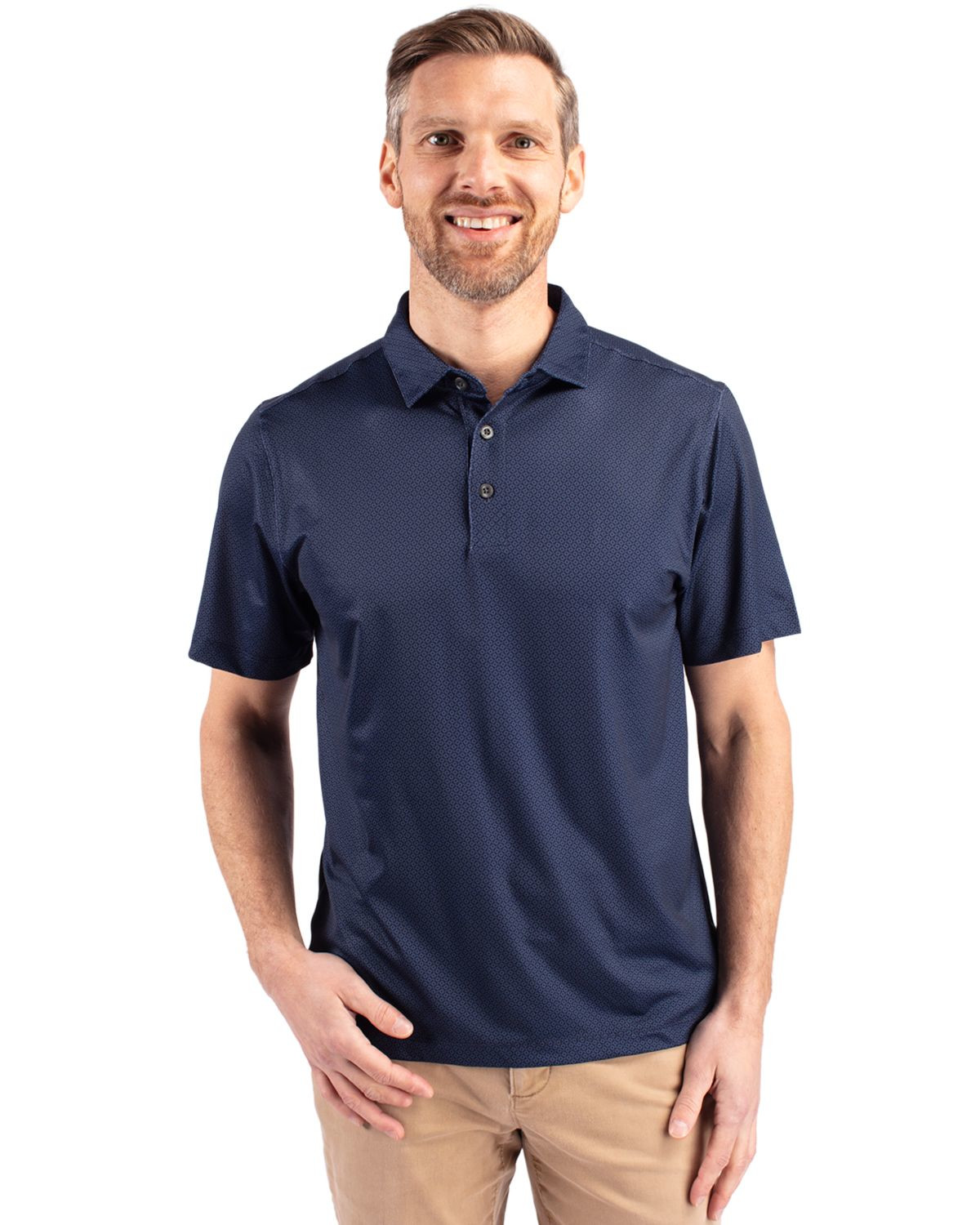 Cutter & Buck® Men's Pike Eco Tonal Geo Print Stretch Recycled Polo Product Image