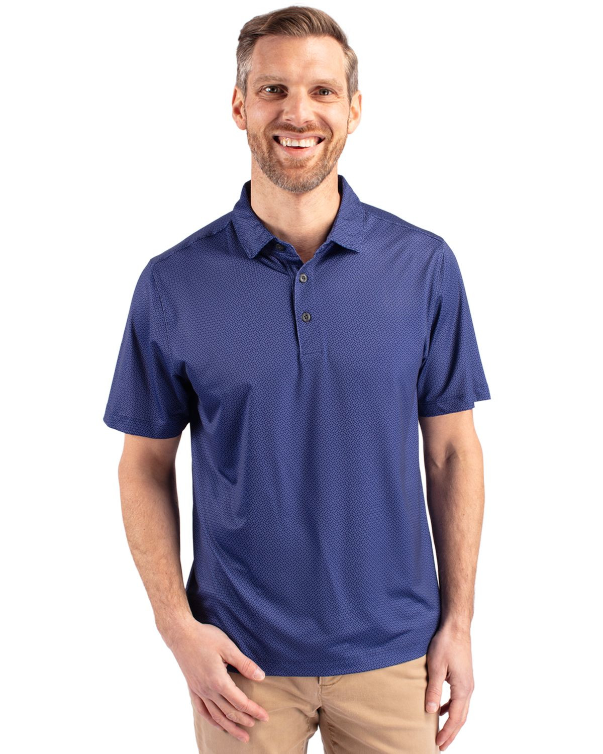 Cutter & Buck® Men's Pike Eco Tonal Geo Print Stretch Recycled Polo Product Image