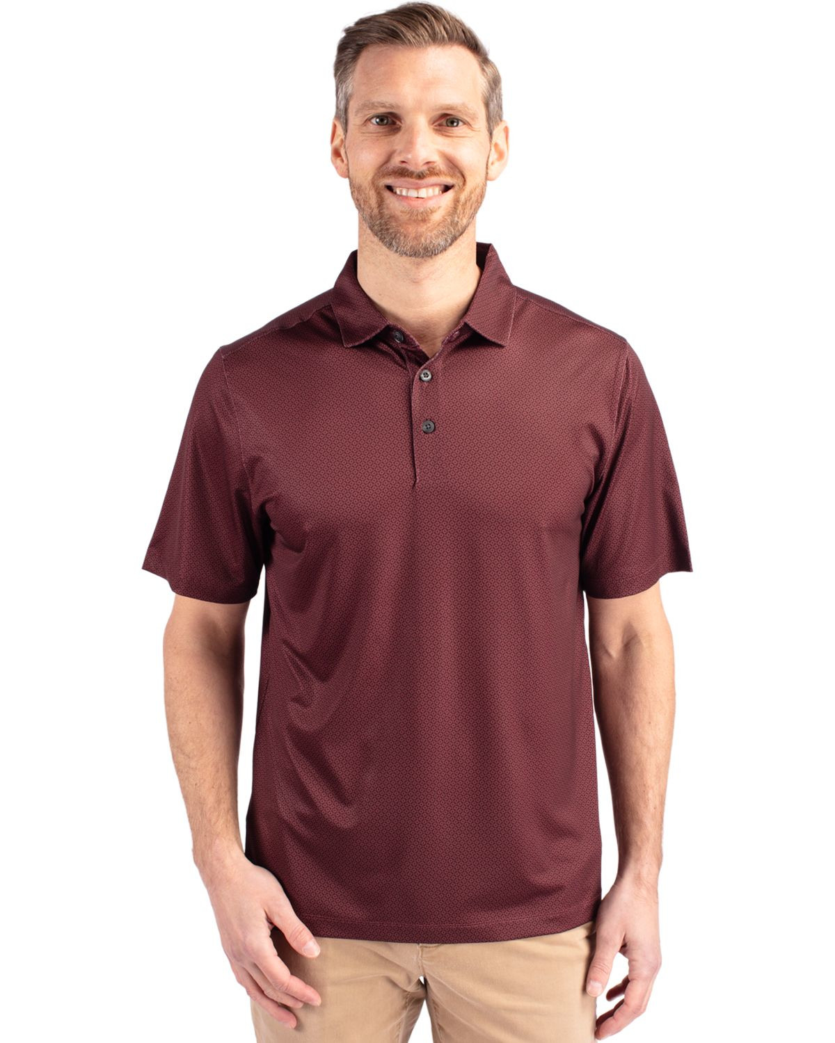 Cutter & Buck® Men's Pike Eco Tonal Geo Print Stretch Recycled Polo Product Image