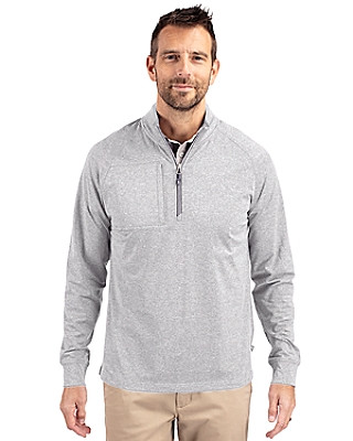 Cutter & Buck® Men's Adapt Eco Knit Heather Quarter Zip Pullover Product Image