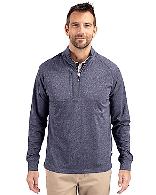Cutter & Buck® Men's Adapt Eco Knit Heather Quarter Zip Pullover Product Image