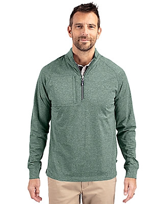 Cutter & Buck® Men's Adapt Eco Knit Heather Quarter Zip Pullover Product Image