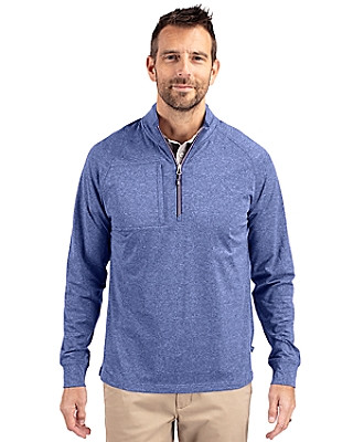 Cutter & Buck® Men's Adapt Eco Knit Heather Quarter Zip Pullover Product Image