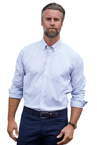 Cutter & Buck® Men's Stretch Oxford Stripe Long Sleeve Dress Shirt Product Image