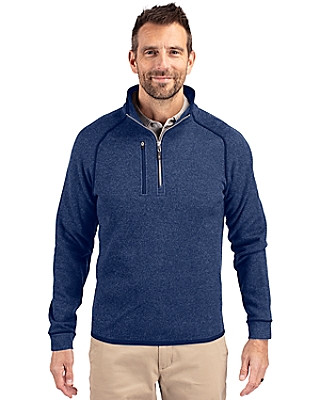 Cutter & Buck® Men's Mainsail Sweater-Knit Half Zip Pullover Jacket Product Image