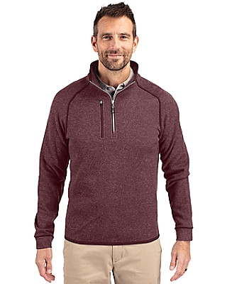 Cutter & Buck® Men's Mainsail Sweater-Knit Half Zip Pullover Jacket Product Image