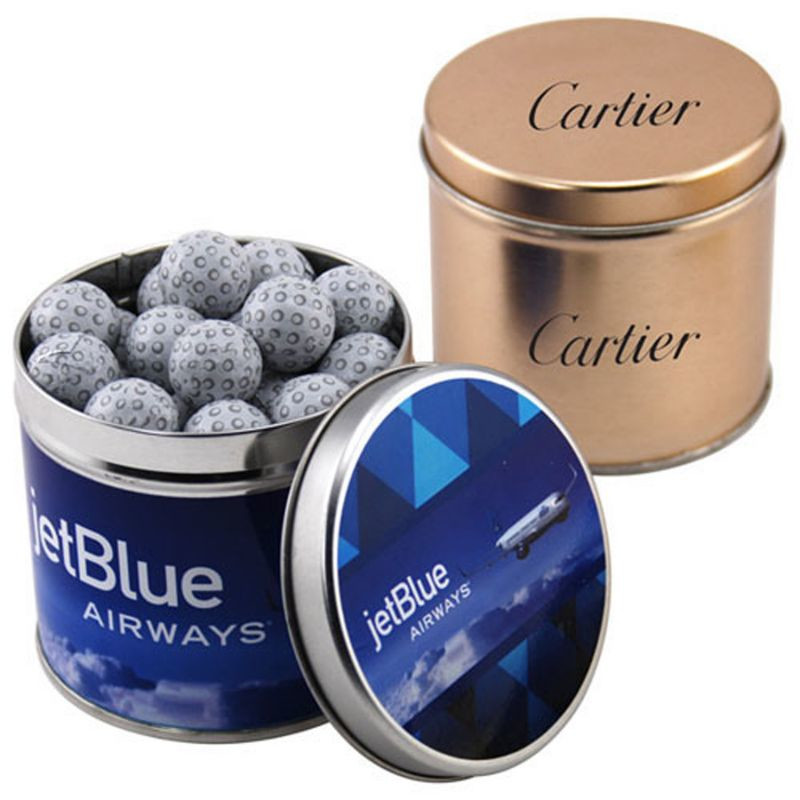 Full Color Round Tin with Chocolate Golf Balls Product Image
