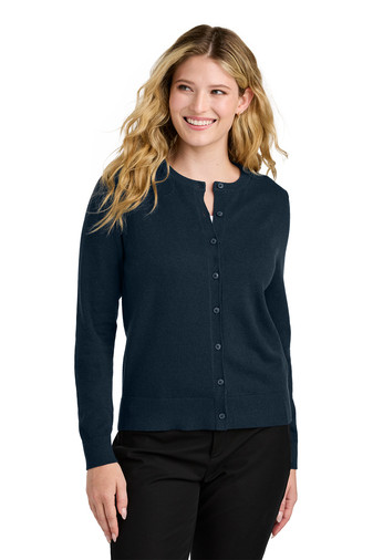 Port Authority Women’s Easy Care Crewneck Cardigan Sweater Product Image